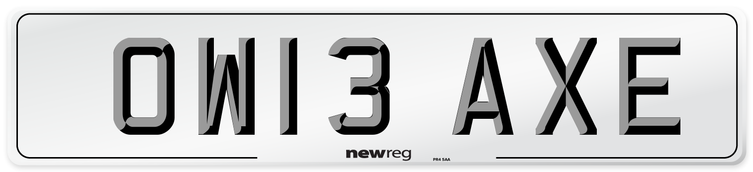 OW13 AXE Number Plate from New Reg